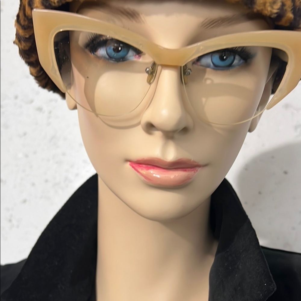 Tan Browline Semi-Rimless Glasses - Picture 2 of 3
